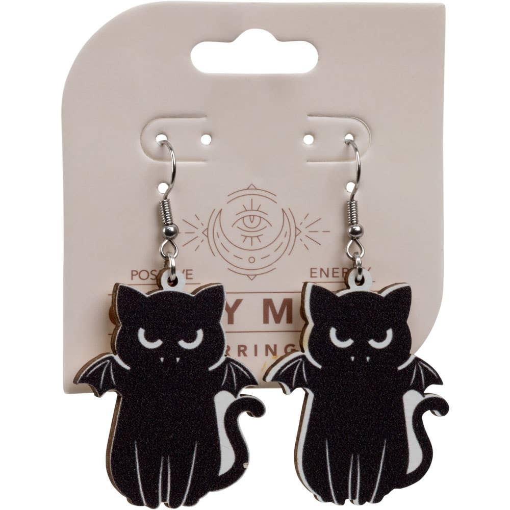 Kitty Bats Wooden Earrings