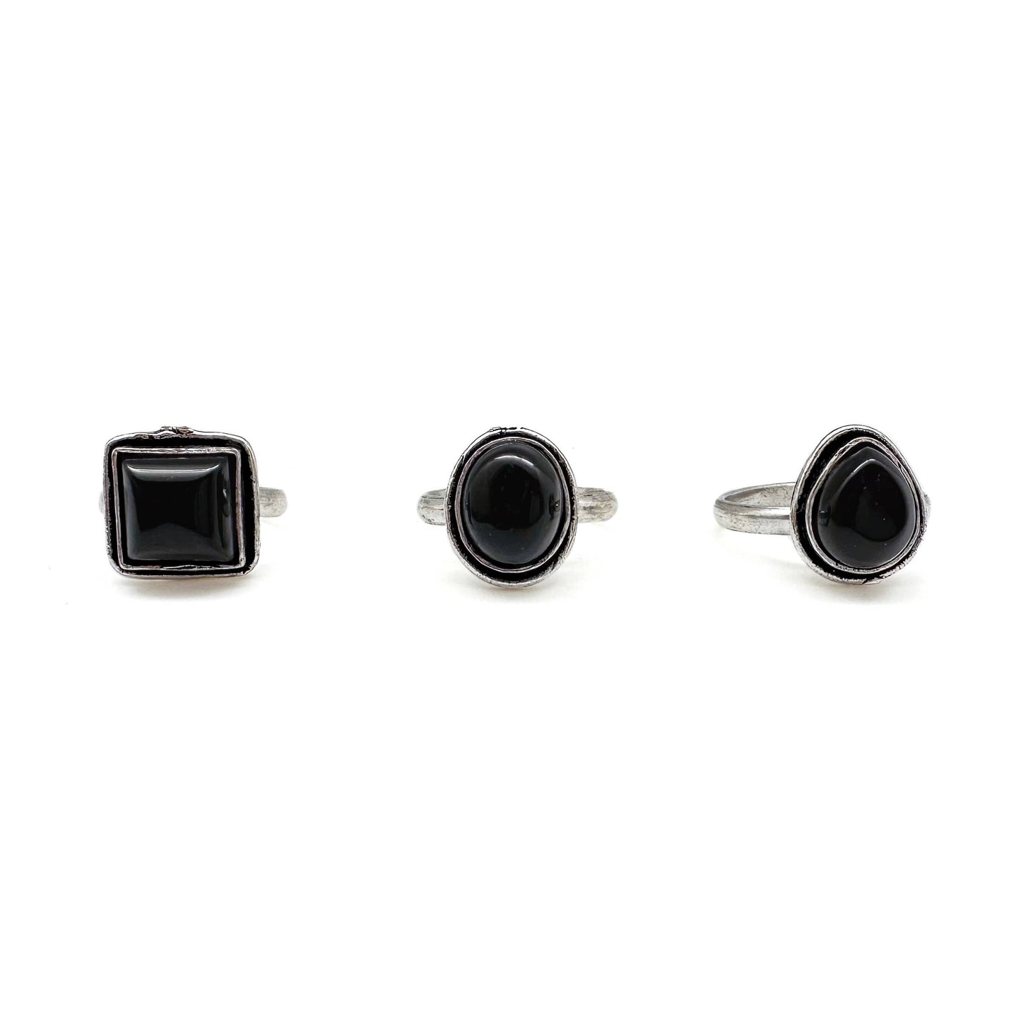 Black Onyx Small Semiprecious Stone Ring