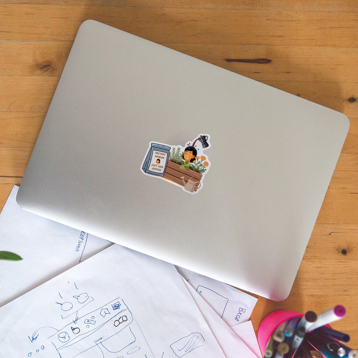 Instant Human Add Coffee Sticker