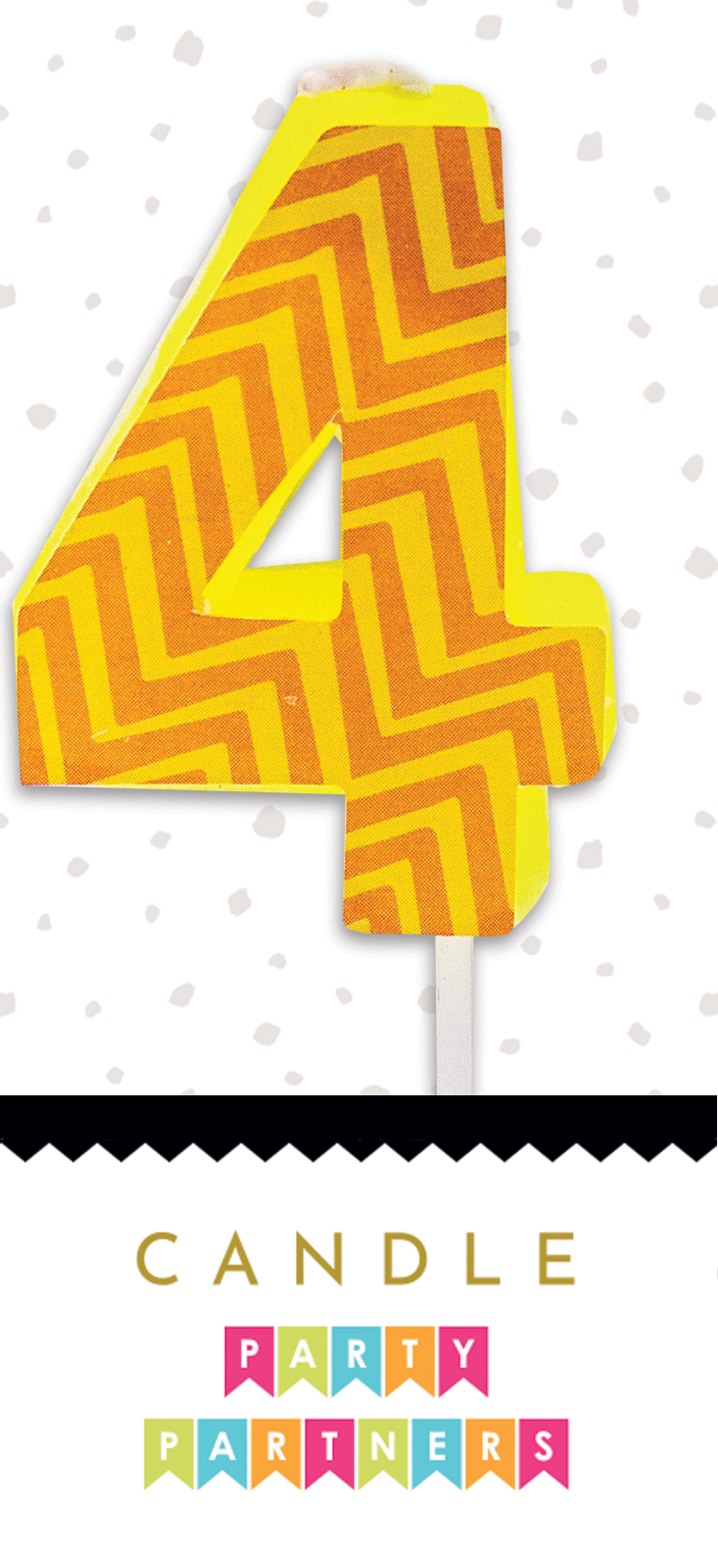 Number 4 Colorful Decal Candle
