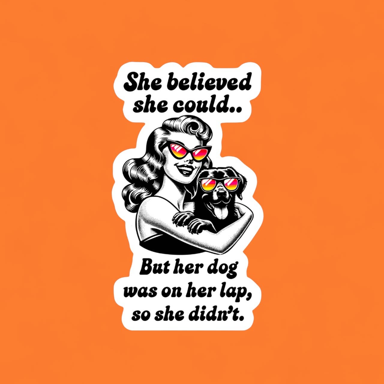 Her Dog Was in Her Lap So She Didn’t Sticker