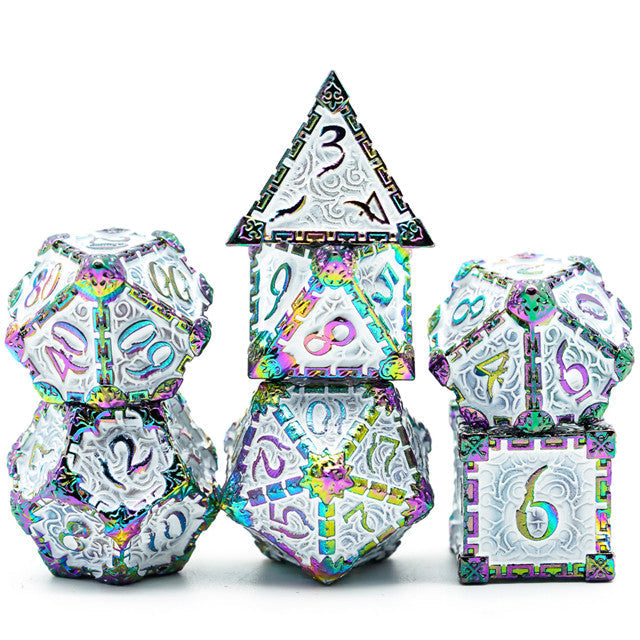 White Rainbow Metal Dice(Dagger of Venom)7-Dice Udixi RPG