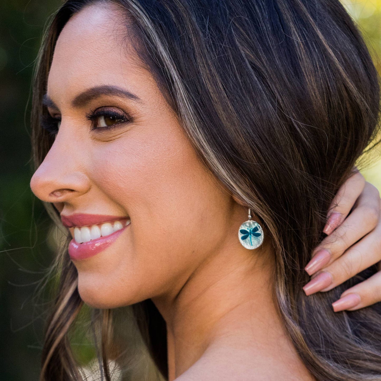 Dragonfly in Teal/Aqua Pewter Earrings