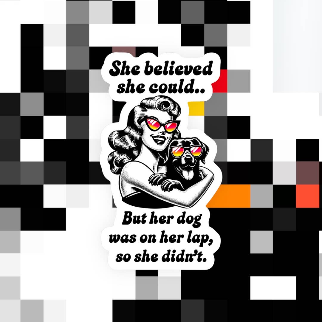 Her Dog Was in Her Lap So She Didn’t Sticker