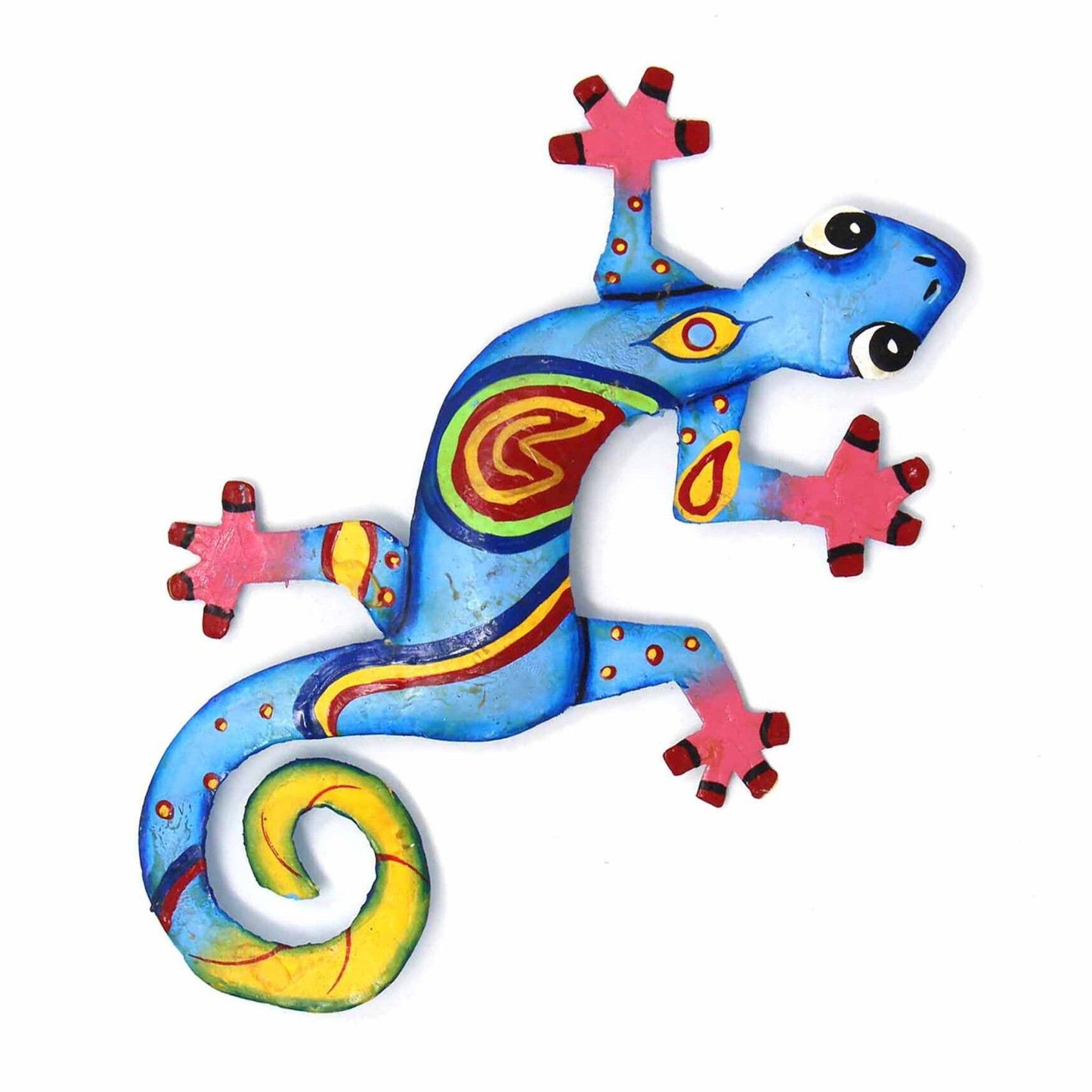 Painted Metal Drum Art Gecko Wall Hanging