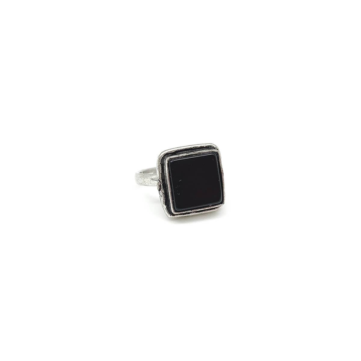 Black Onyx Small Semiprecious Stone Ring