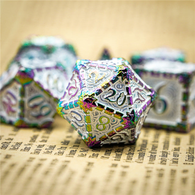 White Rainbow Metal Dice(Dagger of Venom)7-Dice Udixi RPG
