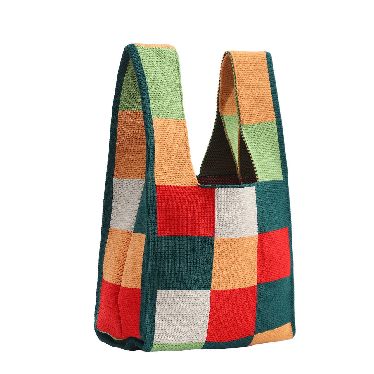 Mini Multicolor Block Pattern 2 Knit Tote Bag