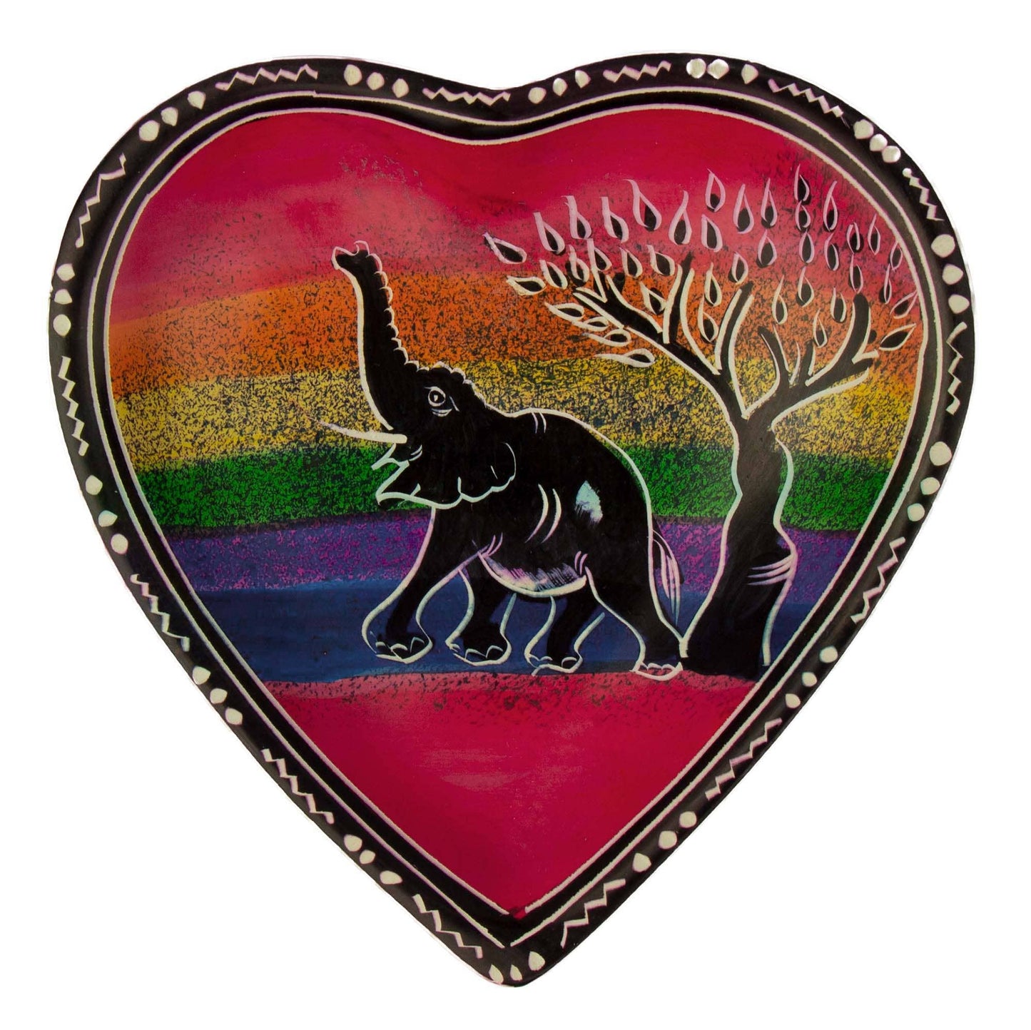 Soapstone Heart Trinket Bowl - Rainbow African Elep