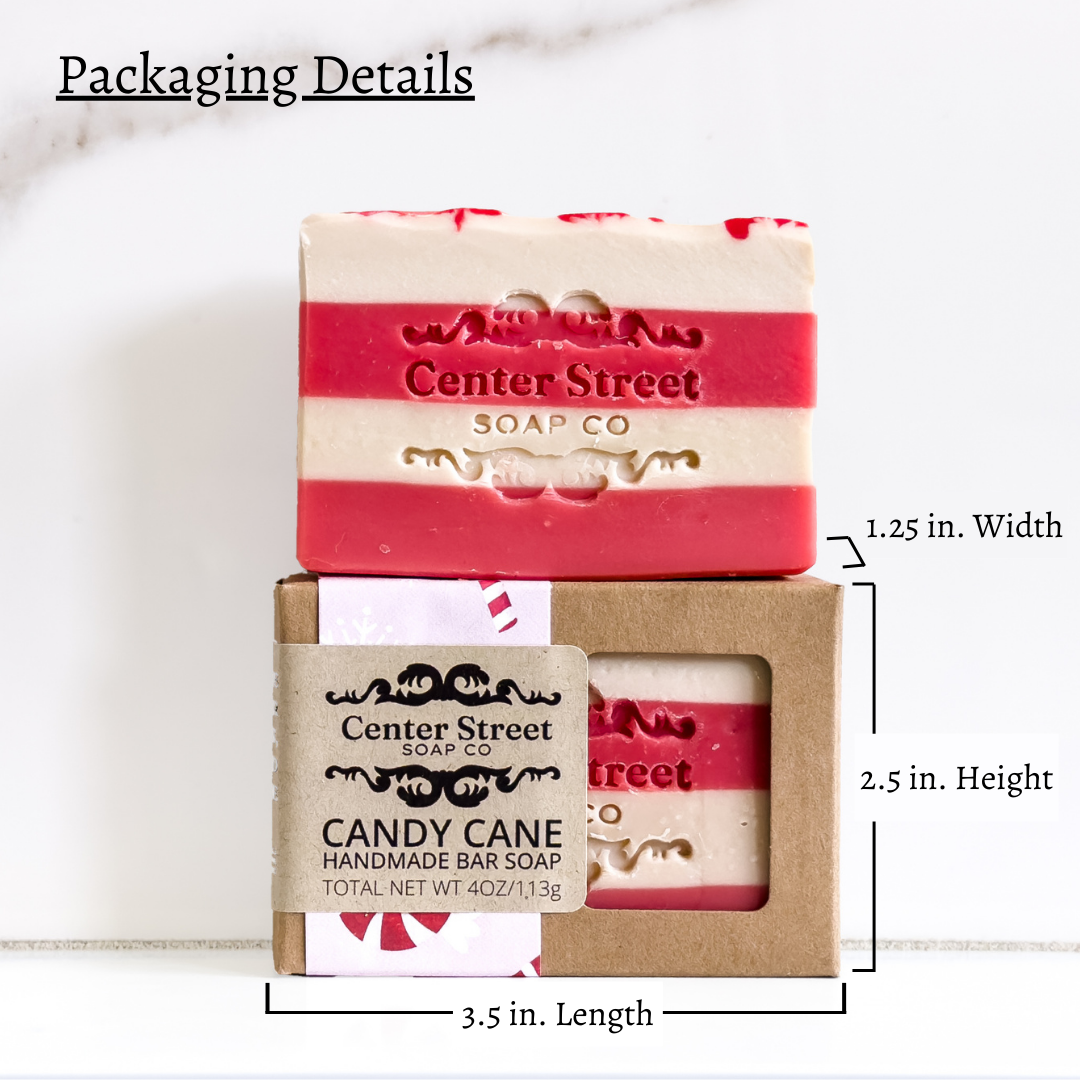 Christmas Candy Cane Peppermint Handmade Soap Bar - 4oz