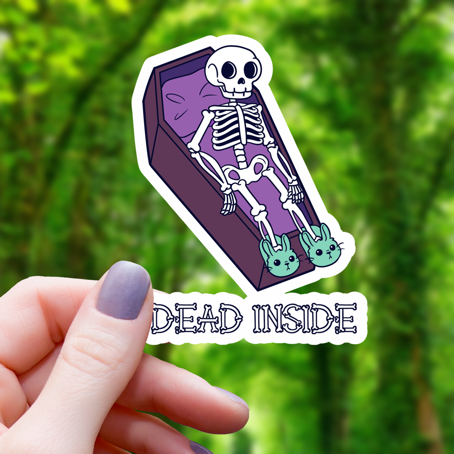 Dead Inside Skeleton In Coffin Sticker
