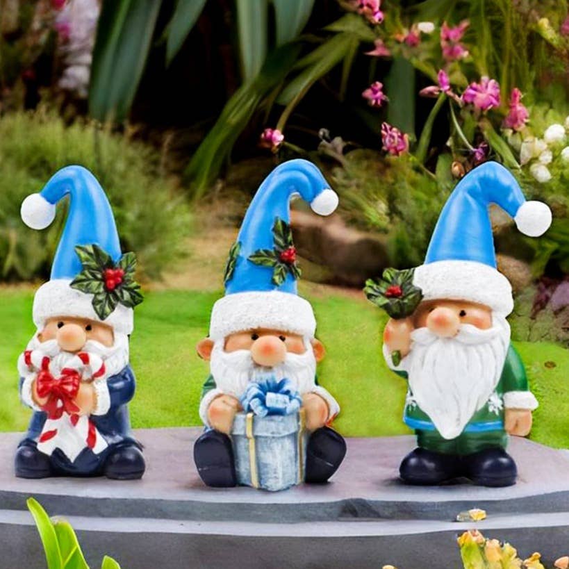 Festive Holiday Gnome Set of Three Miniature