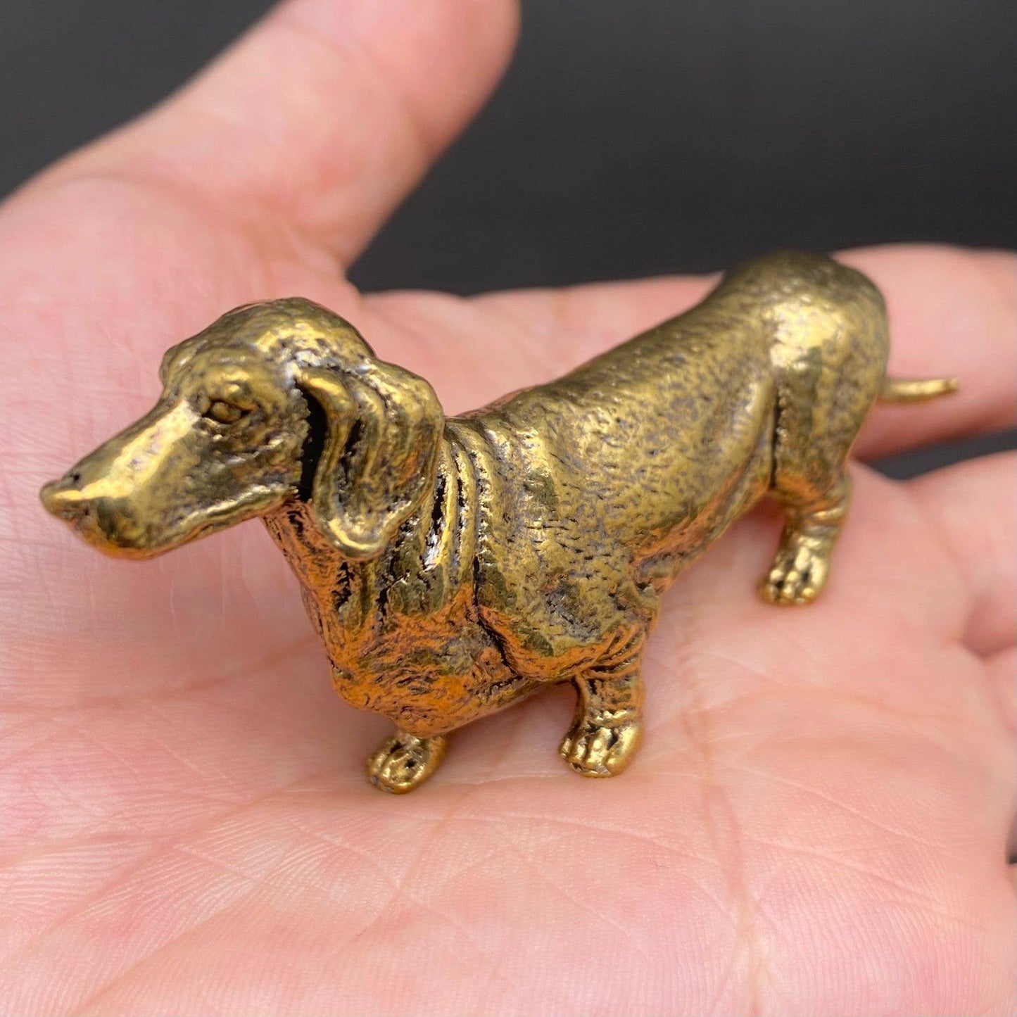 Brass Dachshund Dog Figurine