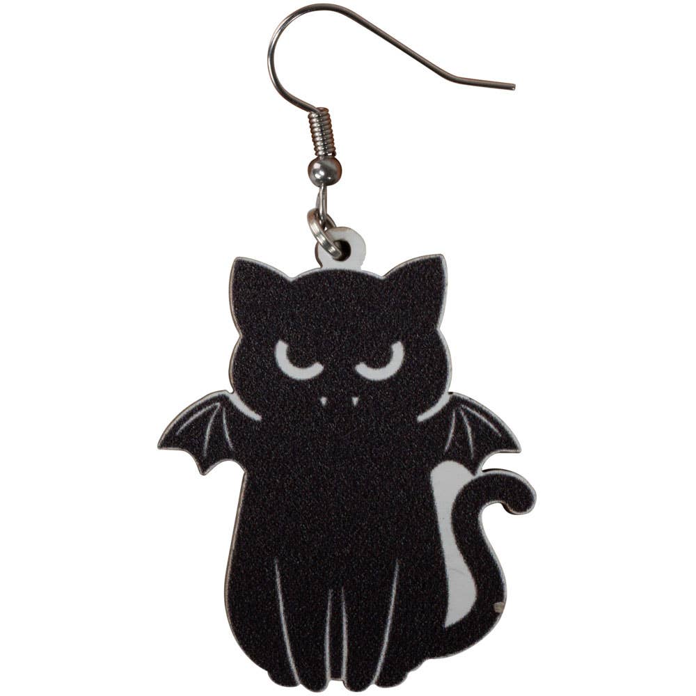 Kitty Bats Wooden Earrings
