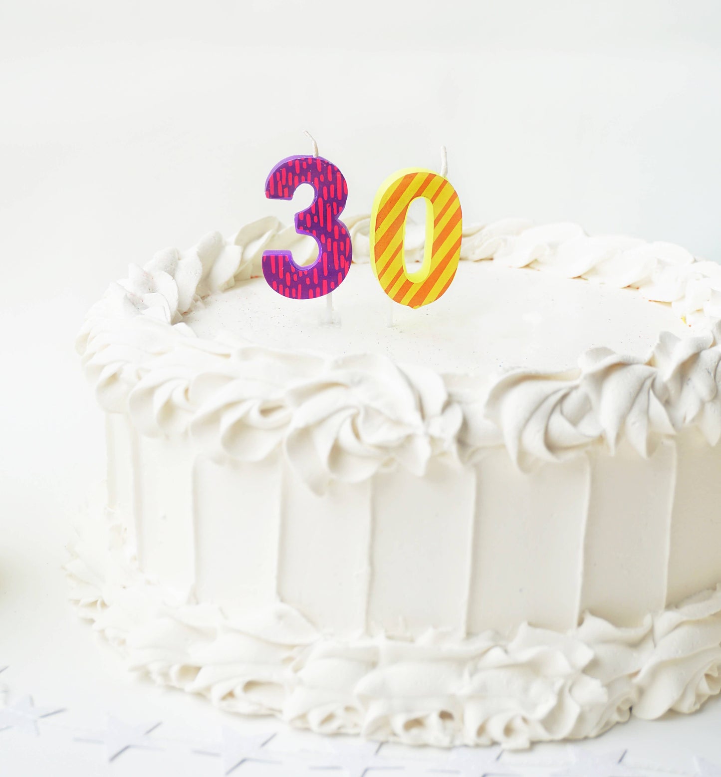 Number 4 Colorful Decal Candle