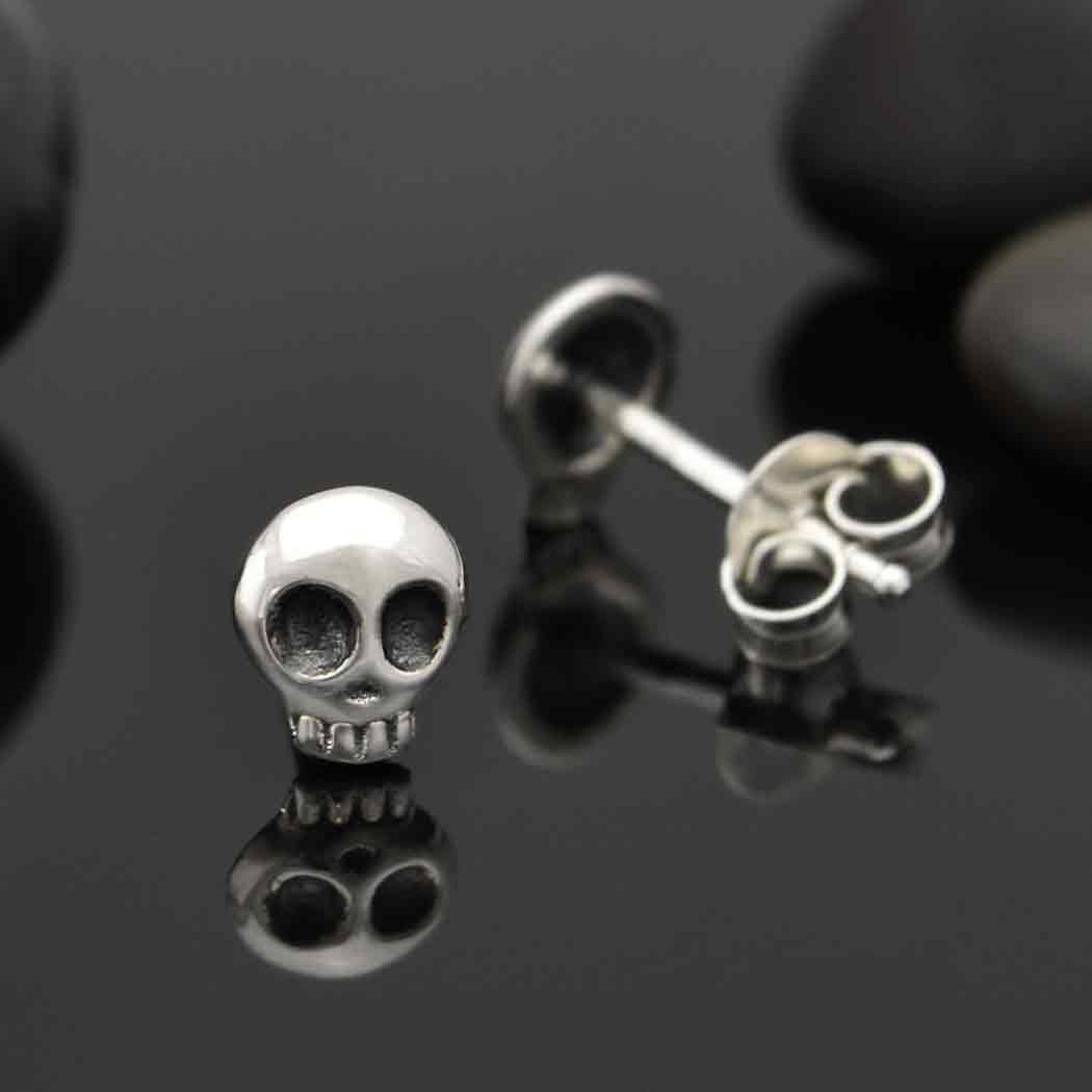 Sterling Silver Mini Skull Post Earrings