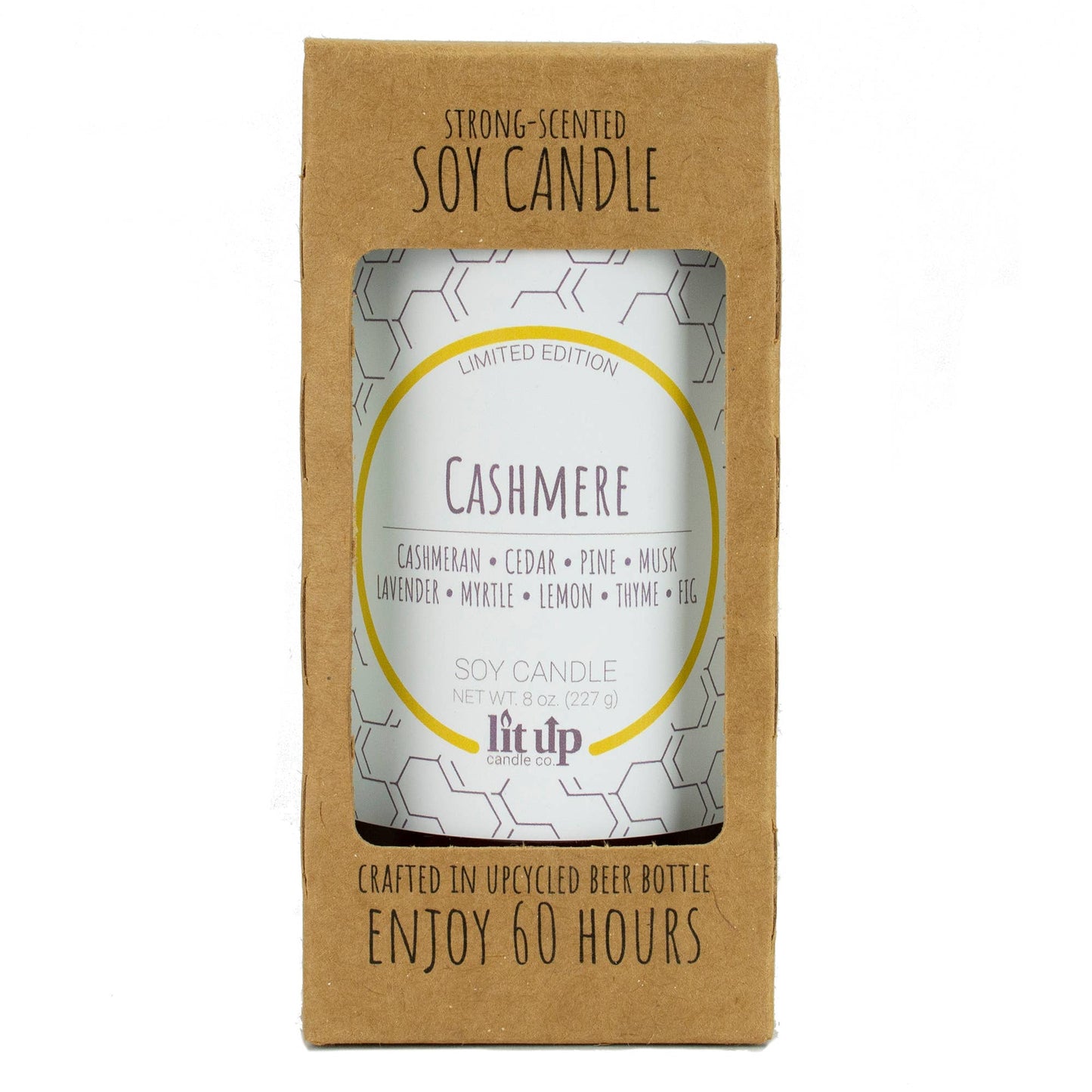 Cashmere scented 8 oz. soy candles in beer bottles