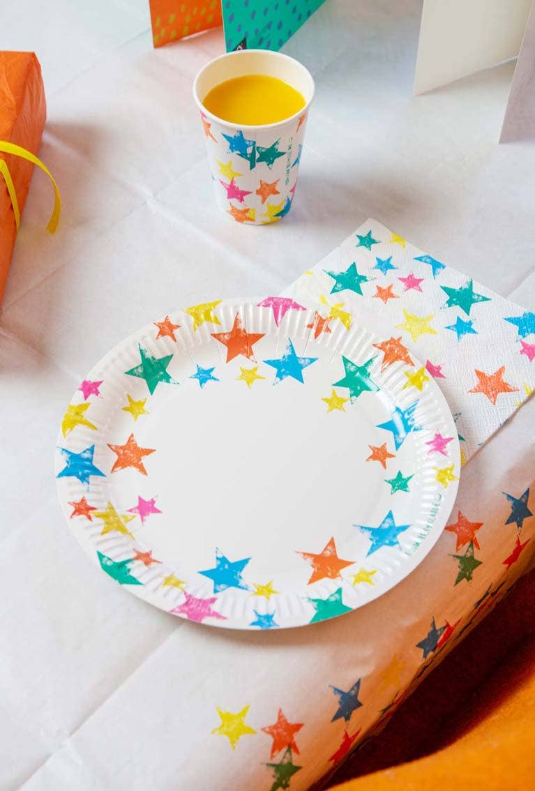 Eco-Friendly Rainbow Star Plate - 12 Pack