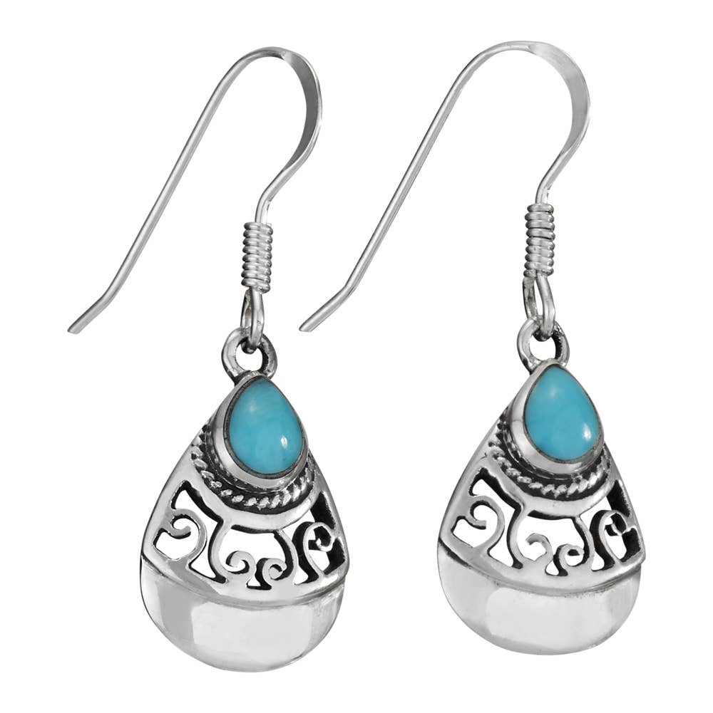 Elegant Tear Turquoise Sterling Silver Earrings