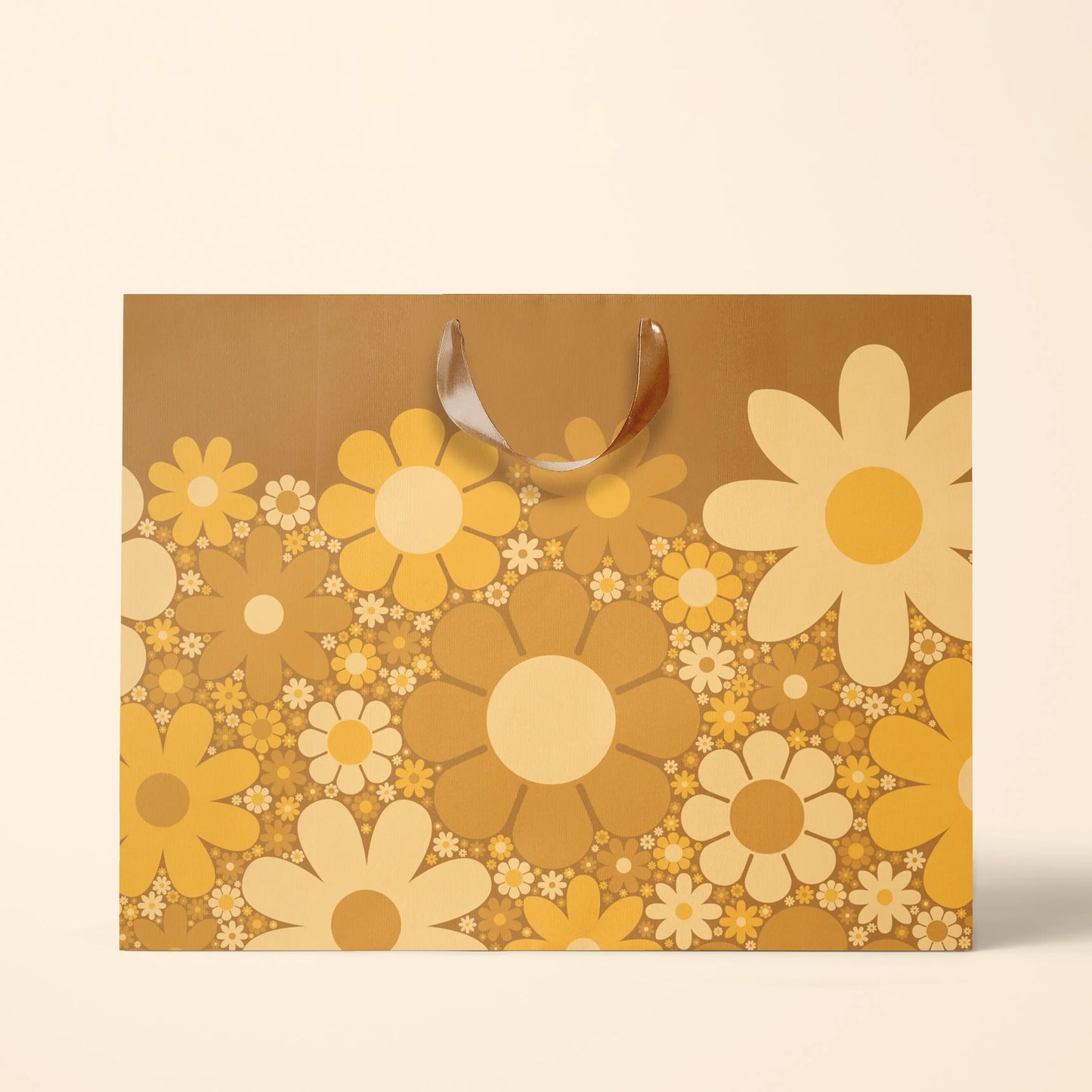 Retro Flower Gift Bag - Ochre: Small