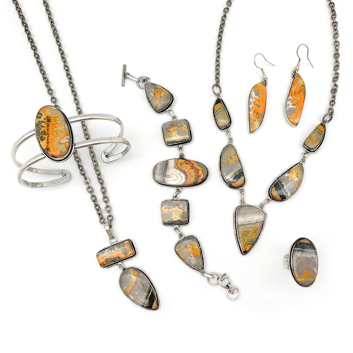 Bumblebee Jasper Semiprecious Stone Earrings