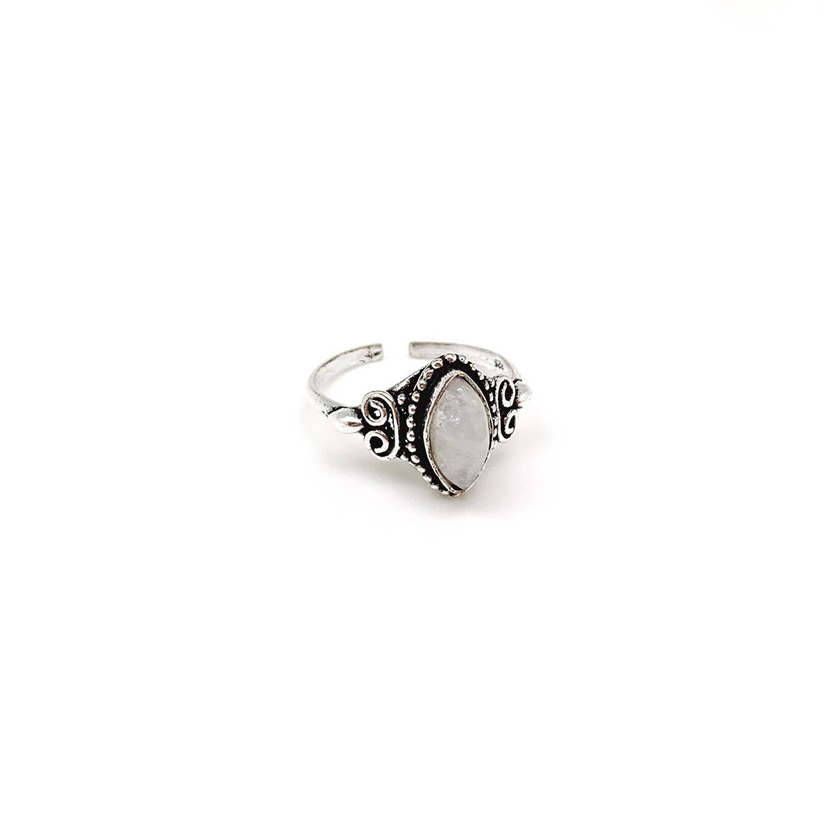 Moonstone Silver Marquise Ring