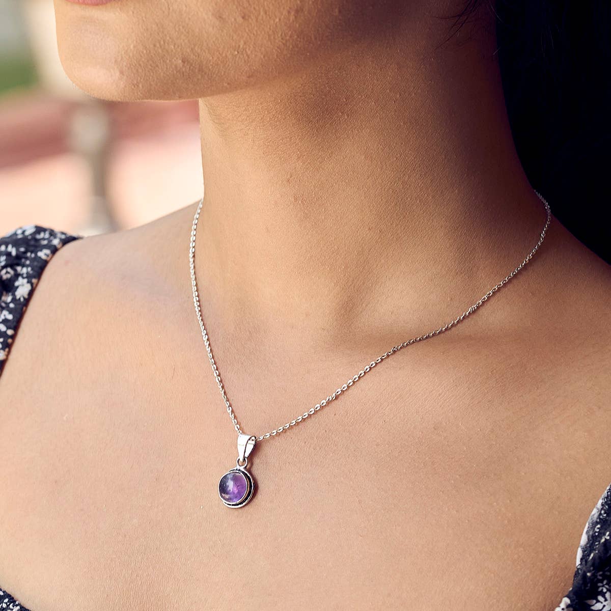 Amethyst Semiprecious Stone Necklace