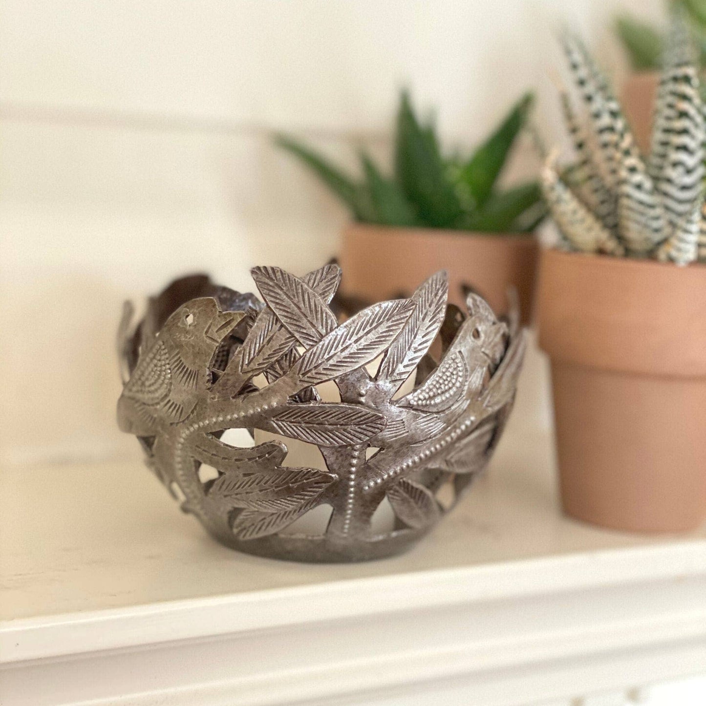 Haitian Metal Drum Bird Bowl