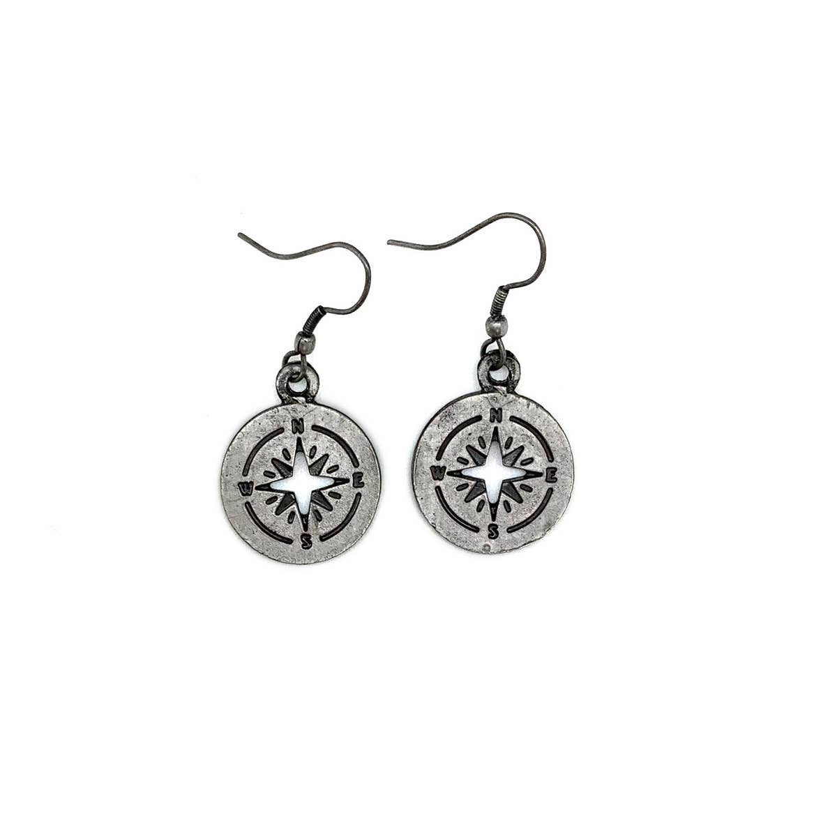 Compass Pewter Earrings