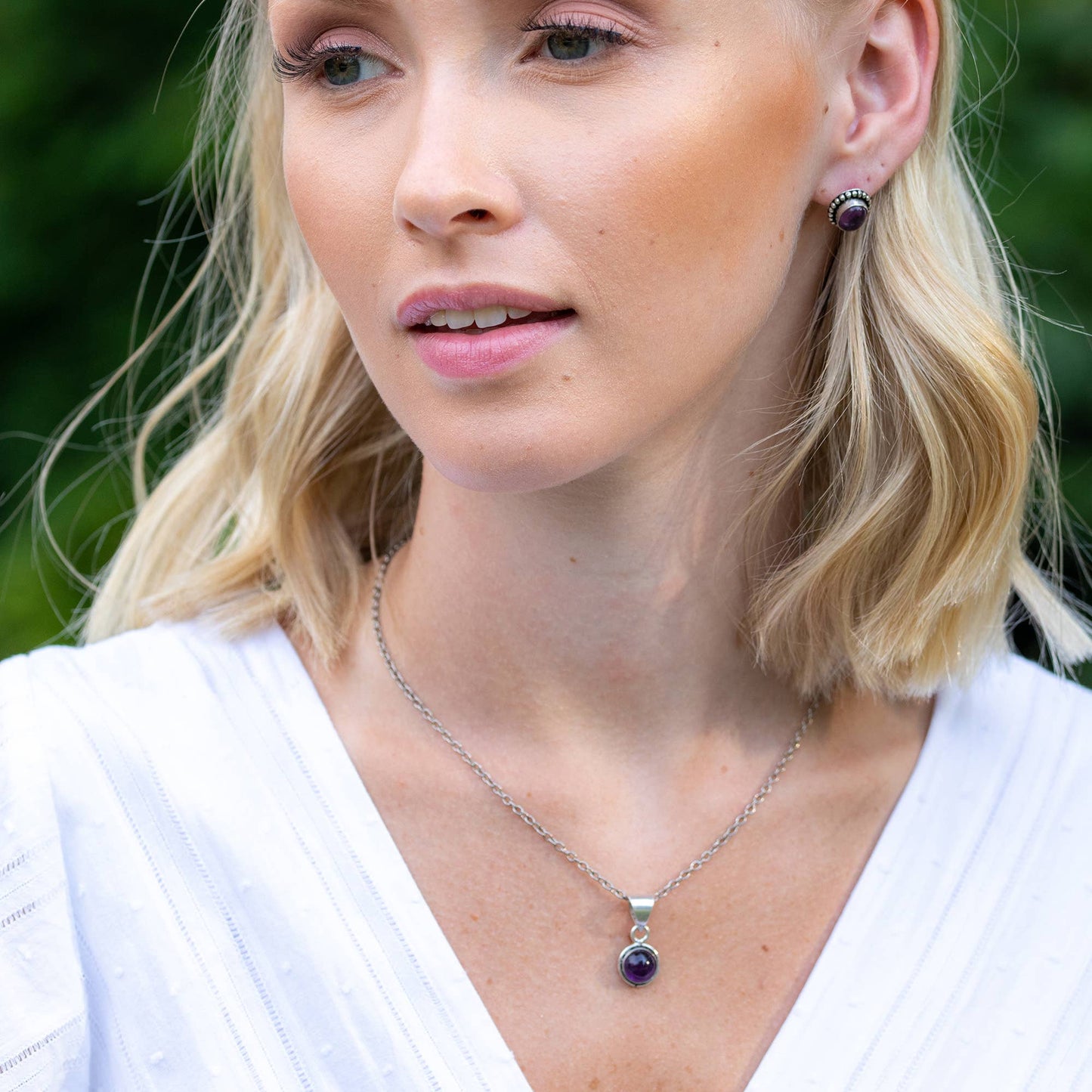 Amethyst Semiprecious Stone Necklace