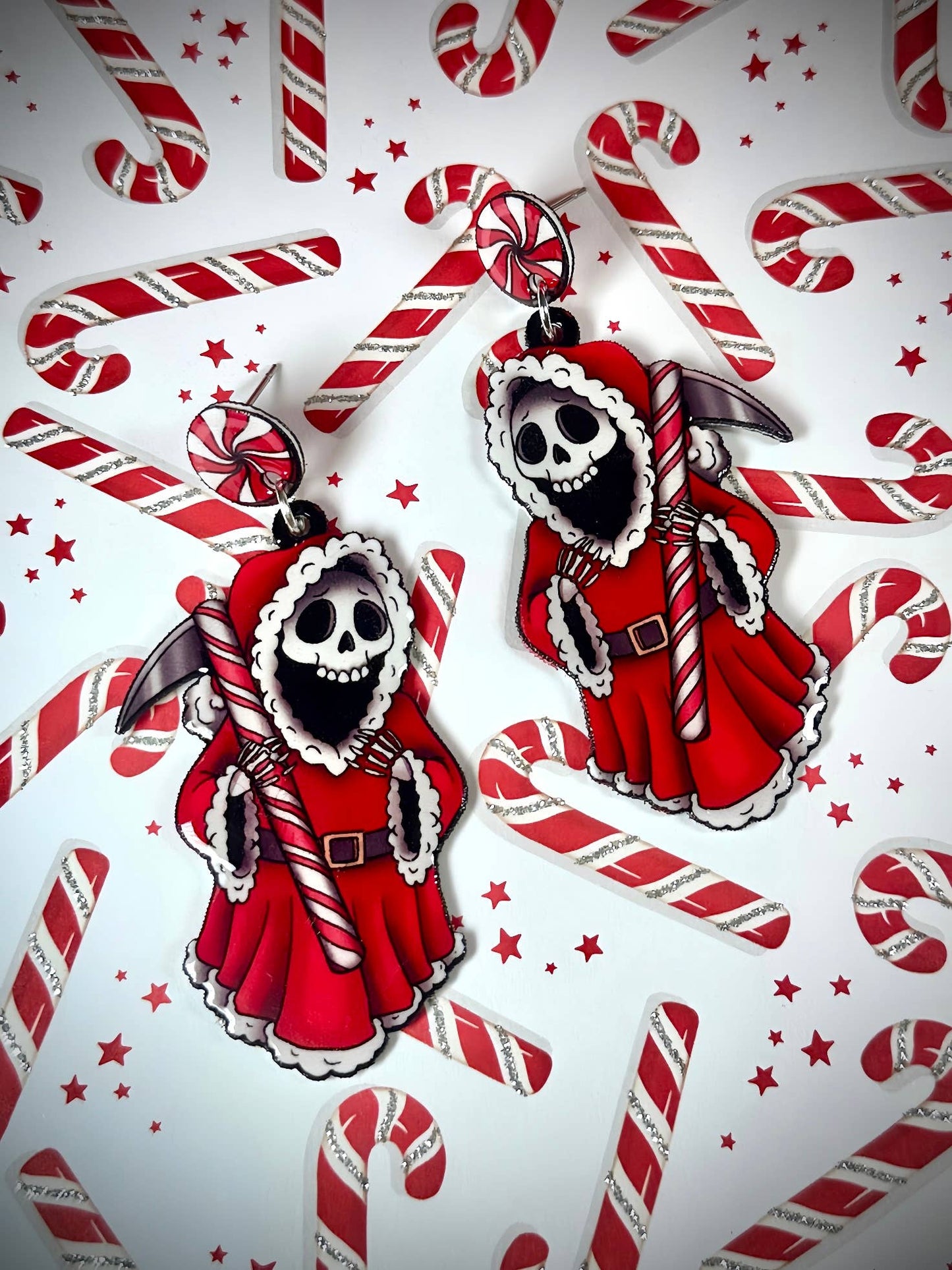 Grim Reaper Santa Dangle Earrings