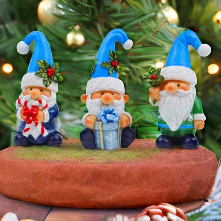 Festive Holiday Gnome Set of Three Miniature