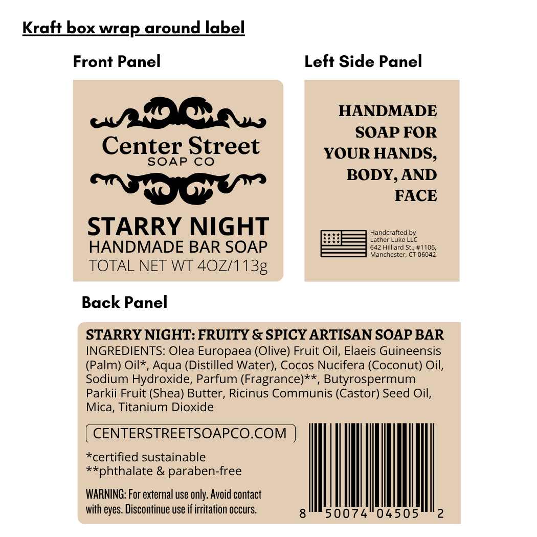 Starry Night Holiday Handmade Bar Soap - 4oz