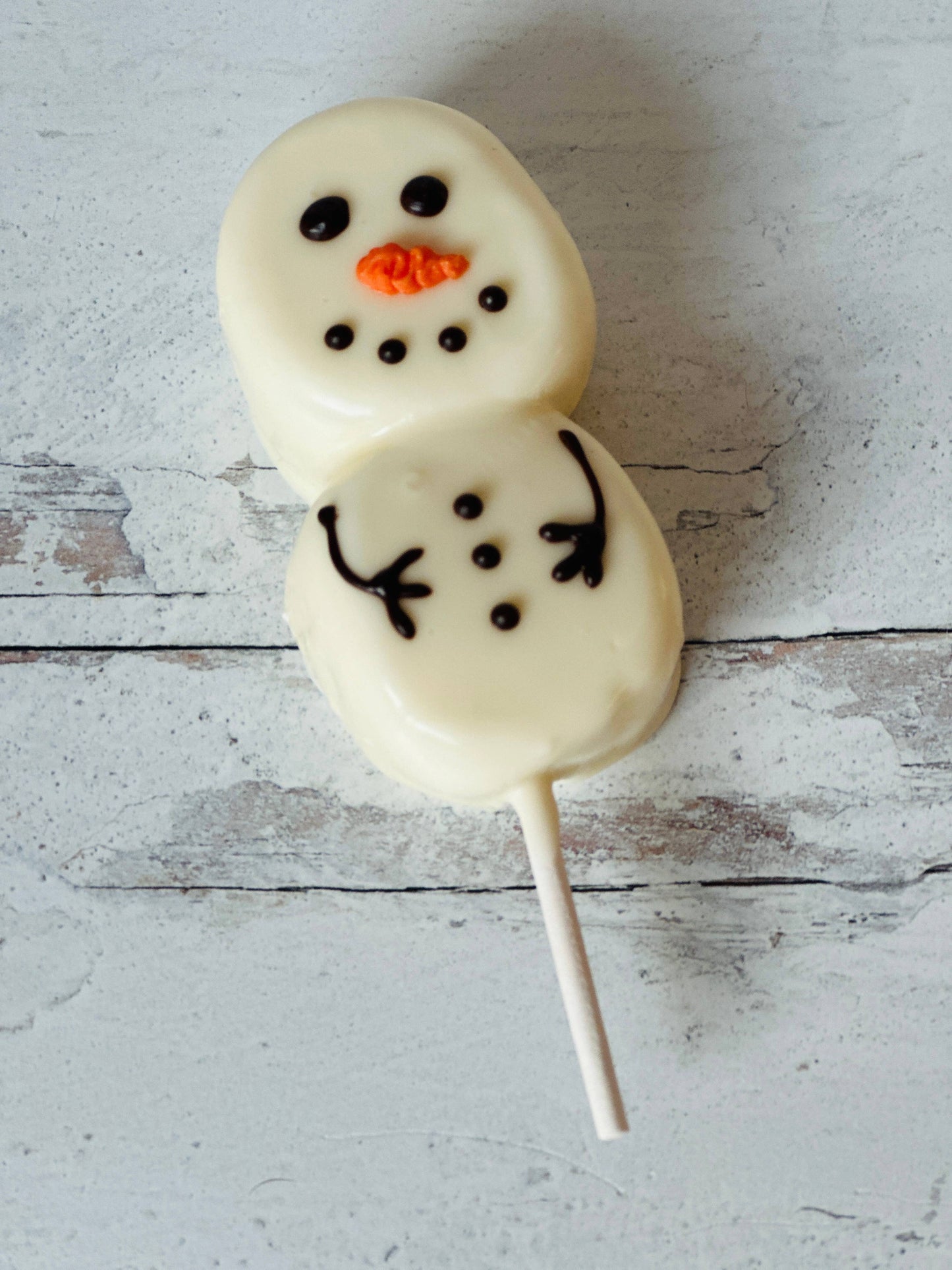 Chocolate Covered Marshmallow Snowman Lollipop