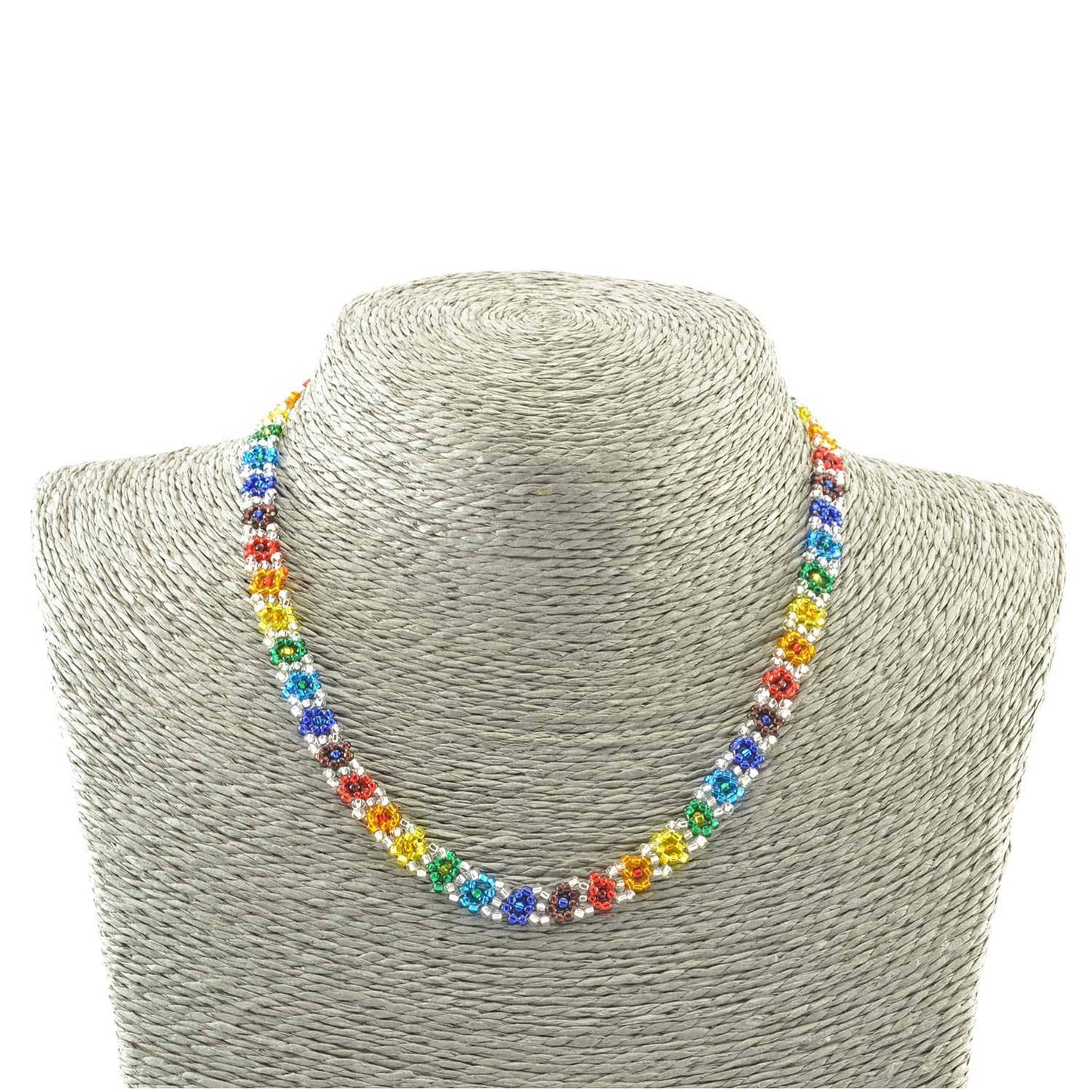 Rainbow Flower Necklace: Rainbow Black