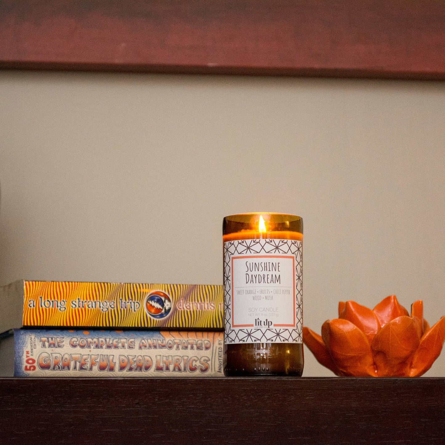 Sunshine Daydream scented 8 oz. soy candles in beer bottles