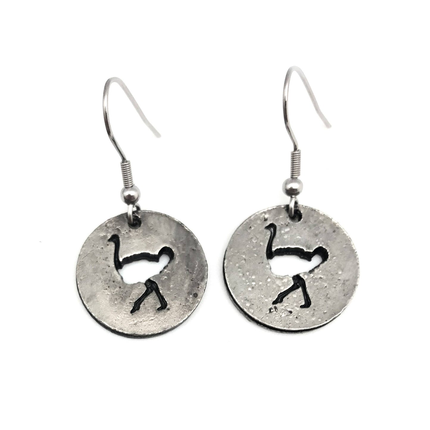 Ostrich Pewter Earrings