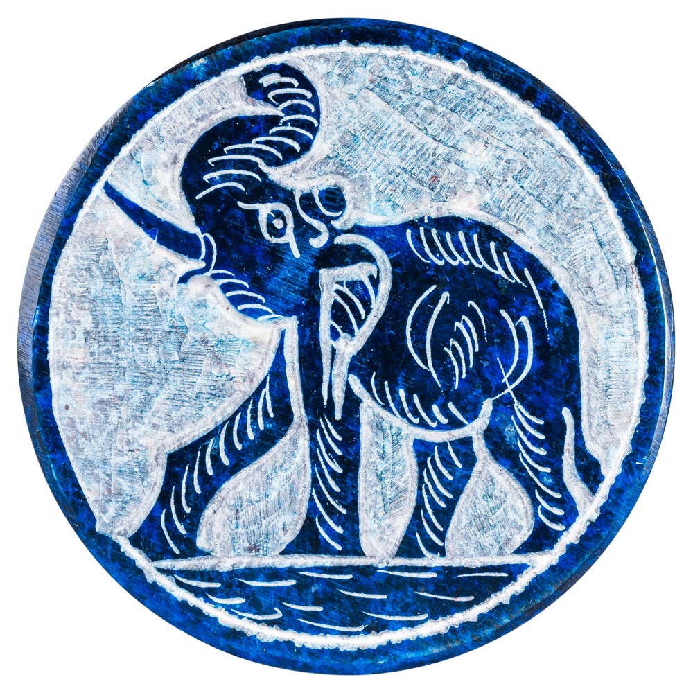 Elephant Round Soapstone Jewelry Box