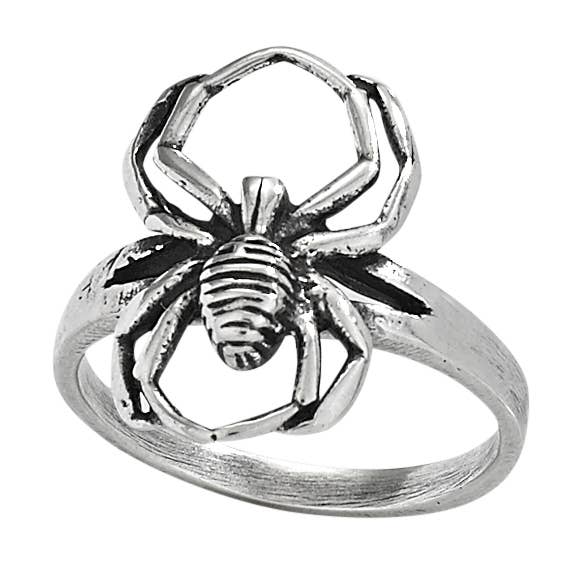 Sterling Silver spider ring on a white background
