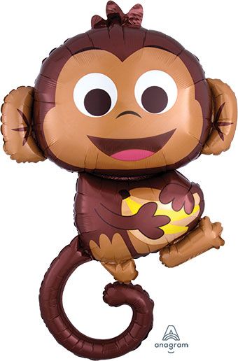 Foil monkey w/bananas balloon on white background