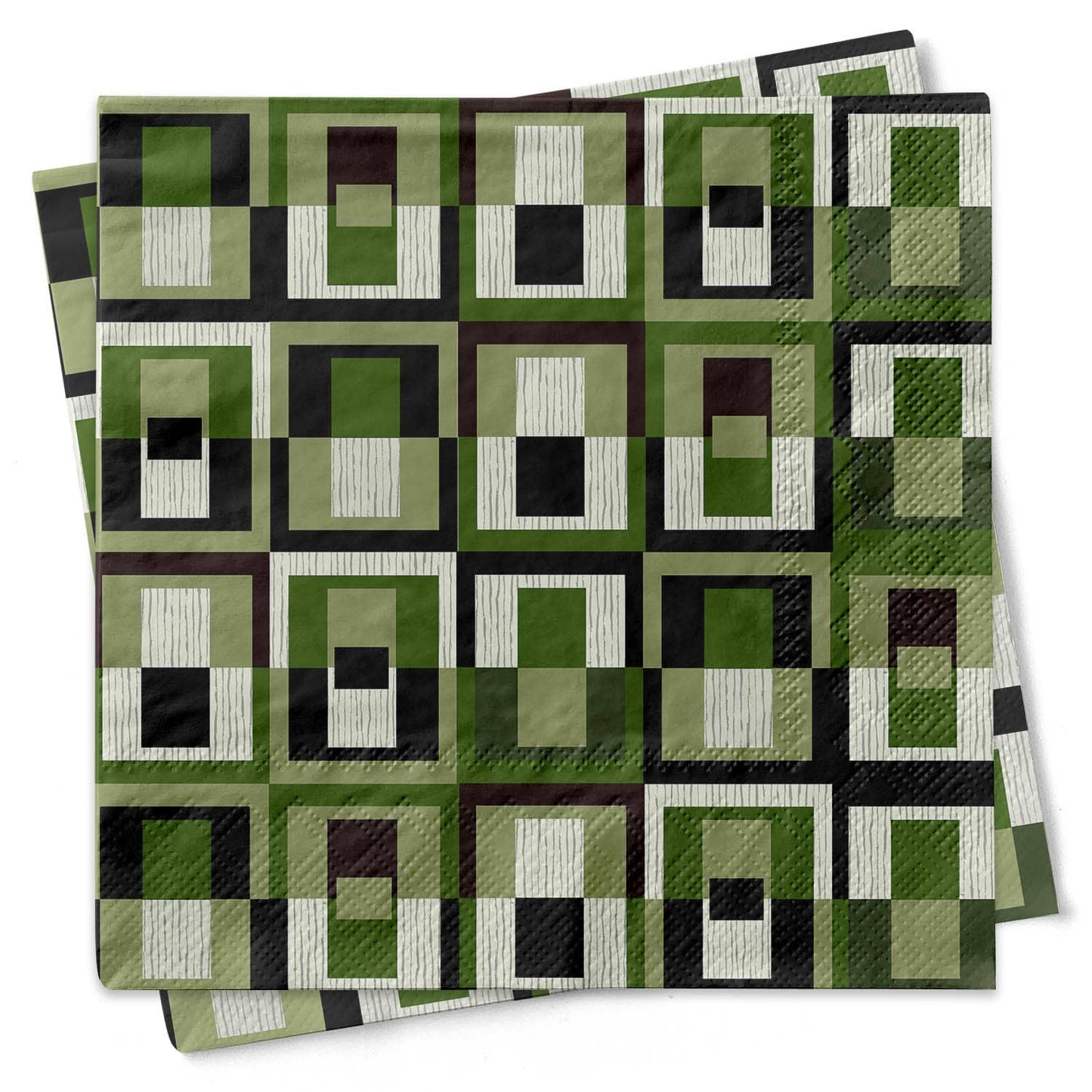 Geometric Square in Rectangle Green Cocktail Napkin
