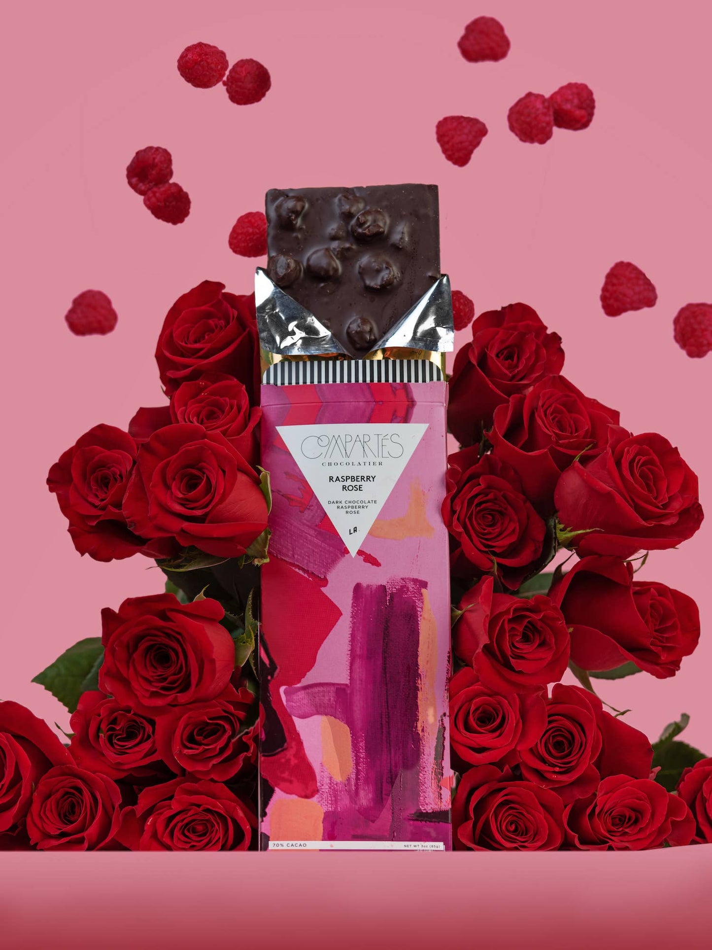 Raspberry Rose Gourmet Dark Chocolate Bar