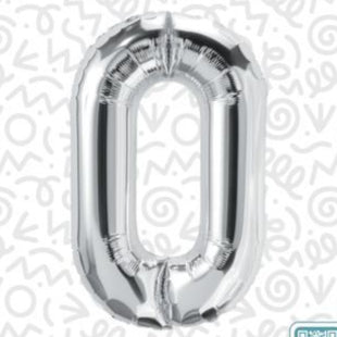 34" Silver Number 0 Foil Balloon (D)