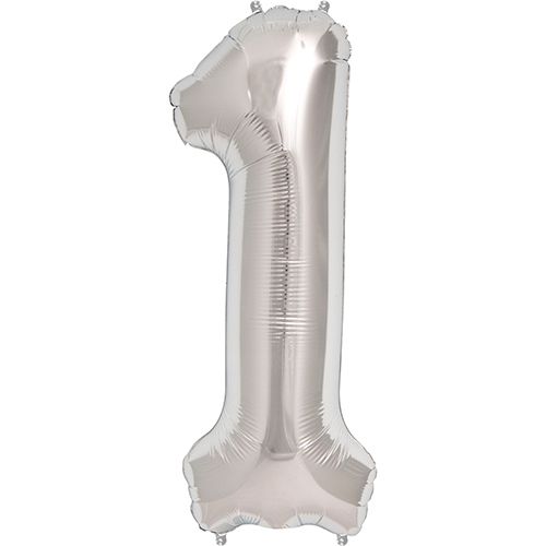 34" Silver Number 1 Foil Balloon