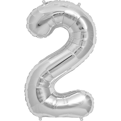 34" Silver Number 2 Foil Balloon