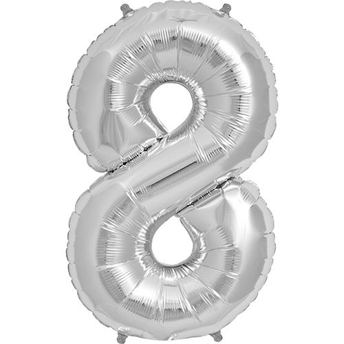 34" Silver Number 8 Foil Balloon