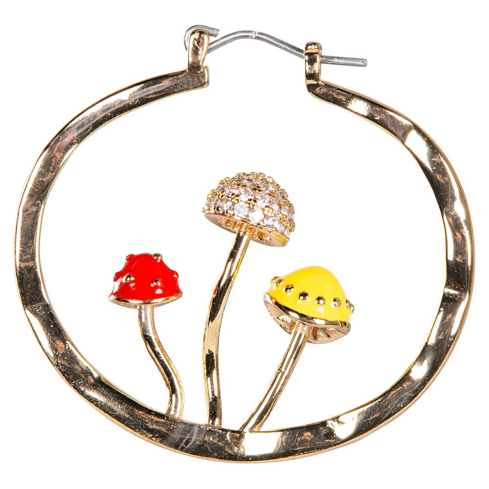 Gold Mushroom Earrings