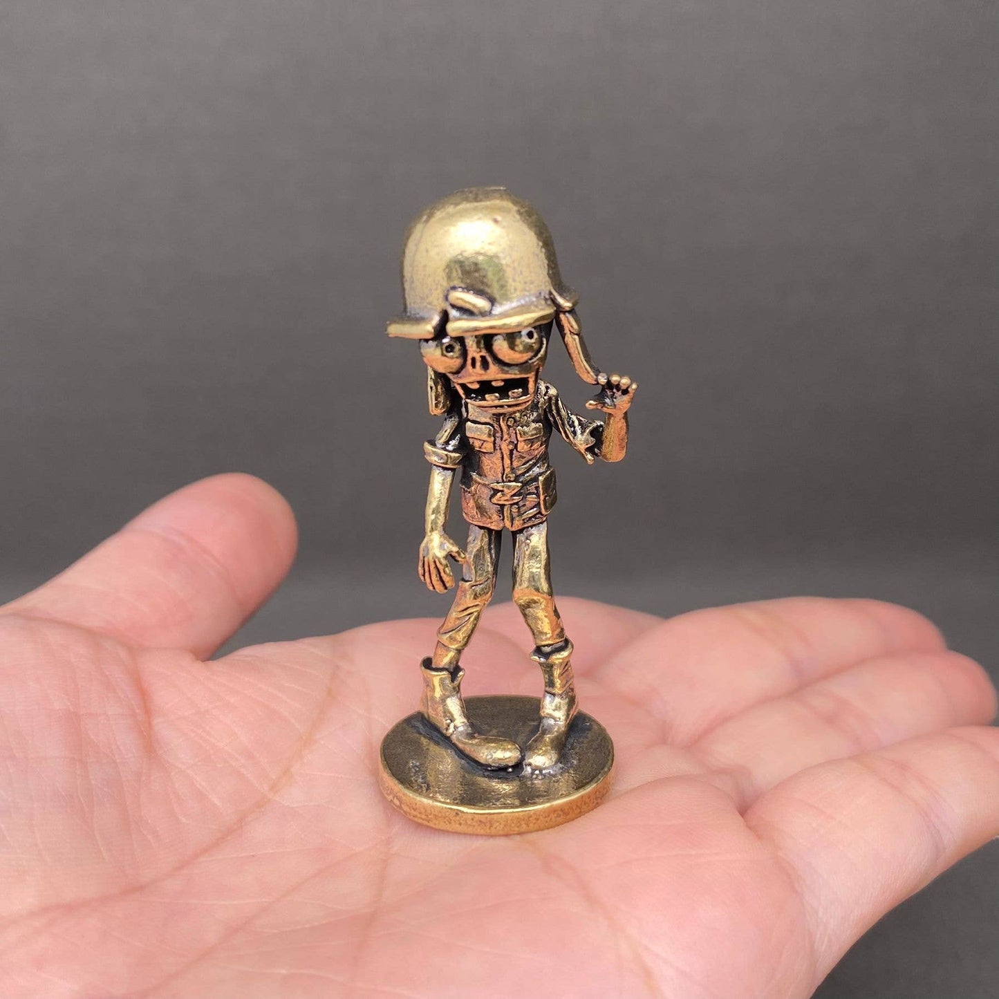 Brass Zombie Soldier Figurine
