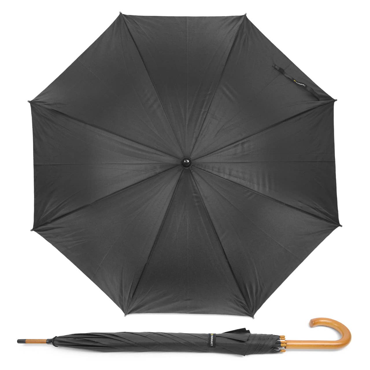 Wooden Auto-Open Umbrella with Metal Frame - Yellow