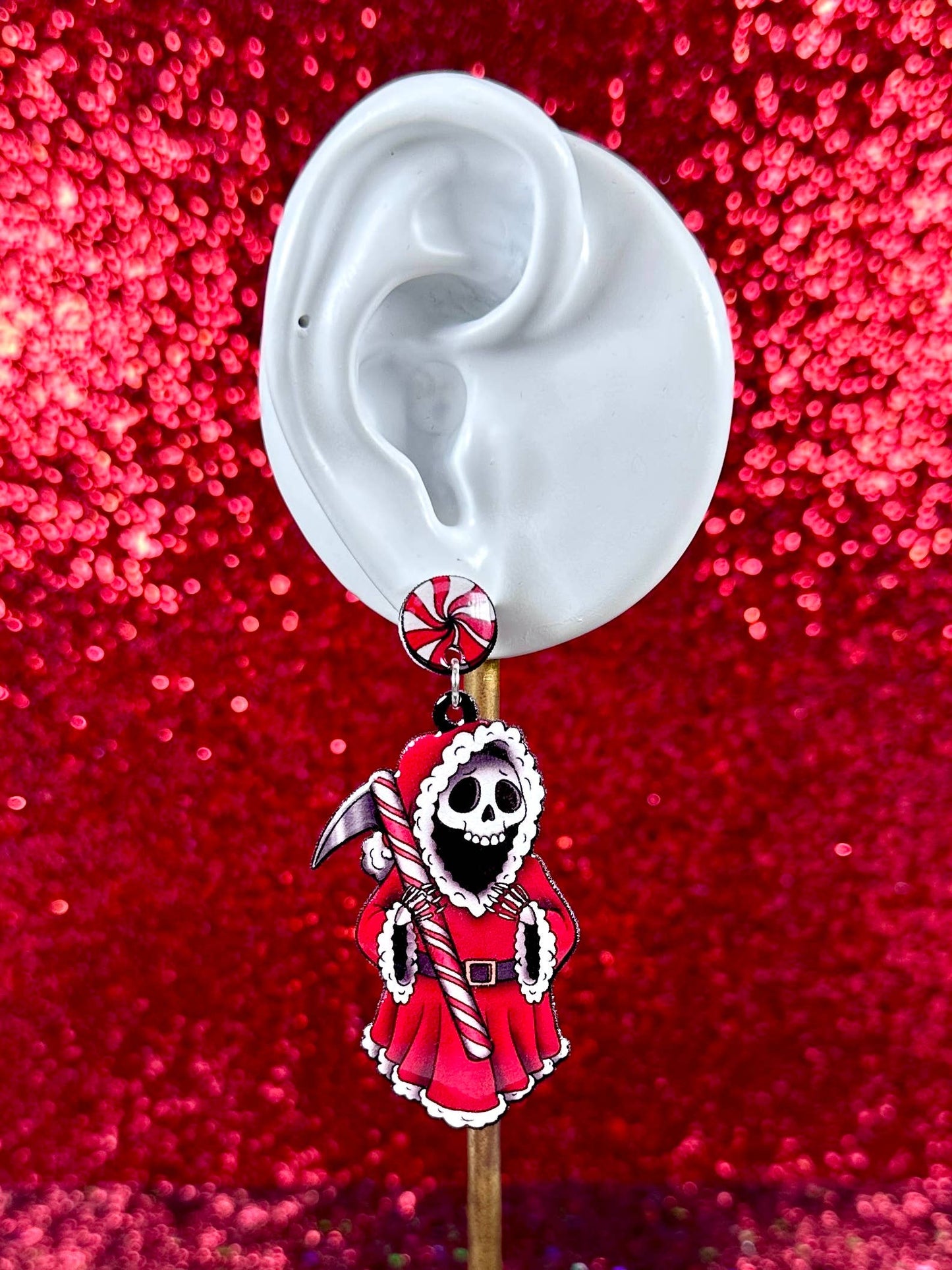 Grim Reaper Santa Dangle Earrings